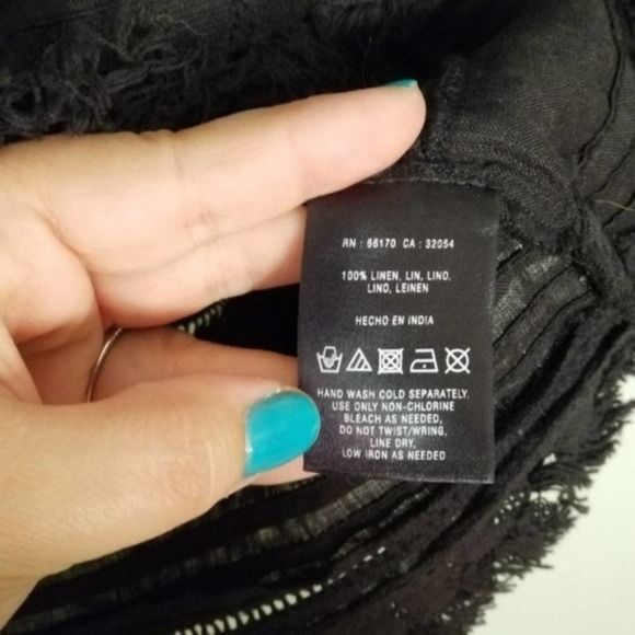 Anthropologie Meadow Rue Boho Linen Fringe Bottom 3/4 Sleeve Gypsy Top Size Sm - Picture 4 of 6